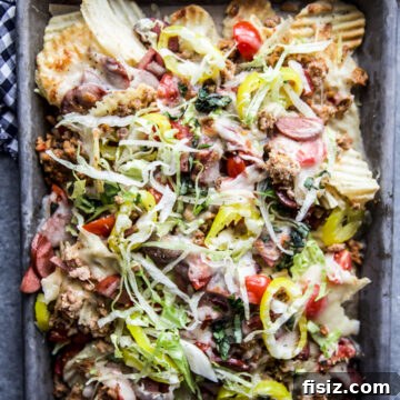 Loaded Italian Nacho Tray: Classic Antipasto Chips with Salami & Mozzarella 10 Loaded Italian chip tray